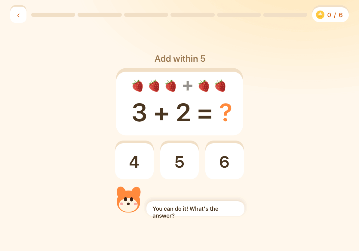 Coco Math exercise screen